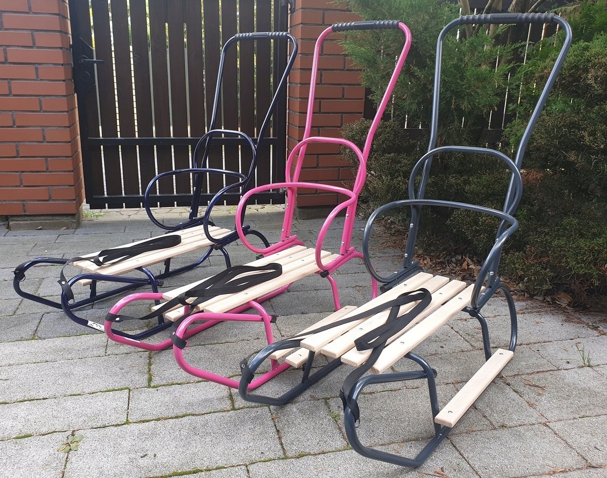 Basic Evo Kinder Slee Met Duwstang en Voetsteunen - Metaal & Hout