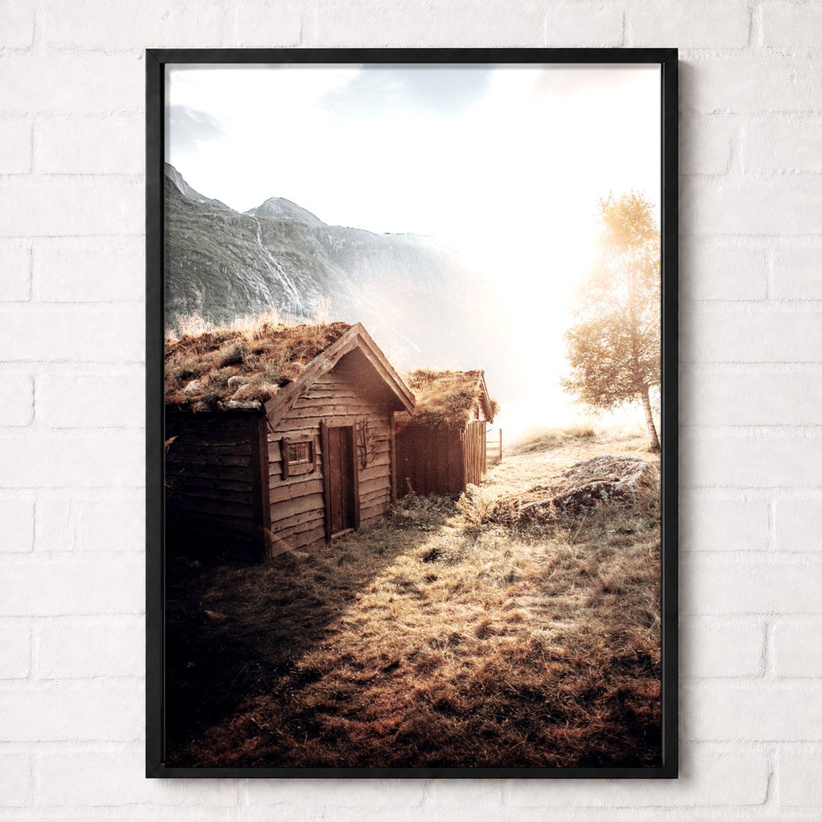 Rustieke Berghut bij Zonsopkomst Poster - Rustic Mountain Collection - Natuur Posters - A1+ 61 x 91,5 cm