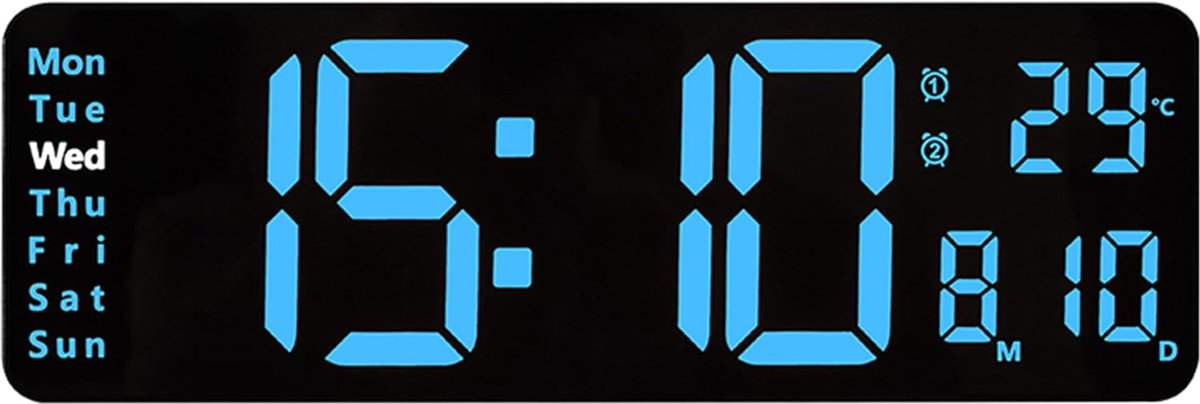 Digital Clock, 13" LED Wall Clock with Large Display for Living Room Decoration, Alarm Clock, Timer, 12/24 Hours - ShopVlot