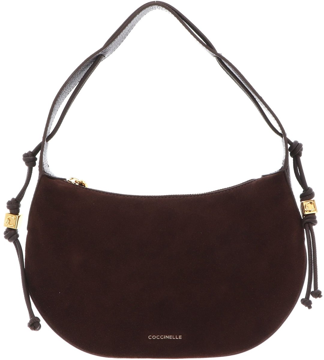 COCCINELLE Leren handtas schoudertas Thess Handbag Suede Le. / Grained Le. Brunette / Brunet donkerbruin