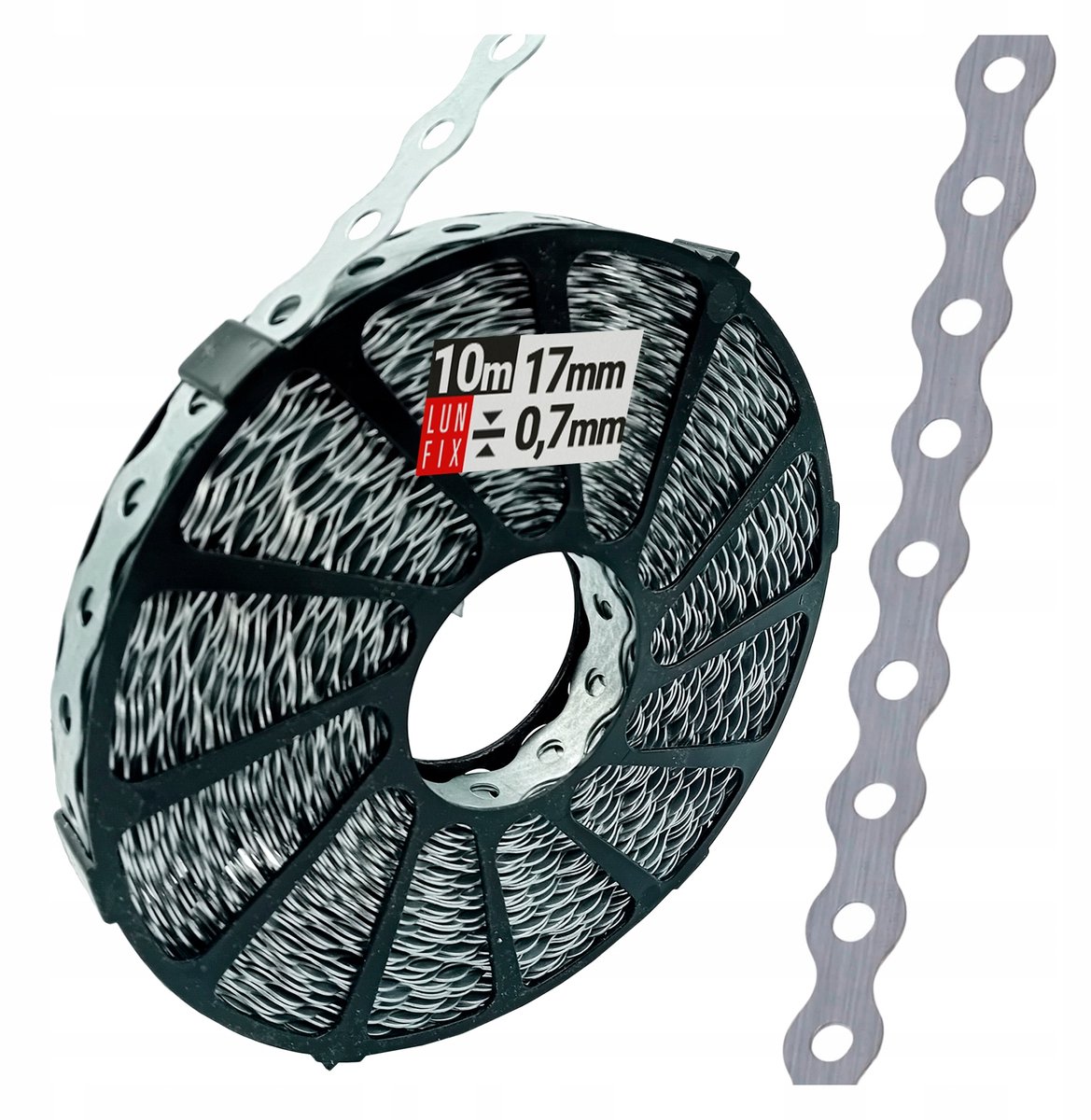 LUN FIX - Montageband - 17x0,7 mm - Verzinkt staal - Lengte 10m - Breedte 17 mm - Perforatiedband - Bevestigingsband
