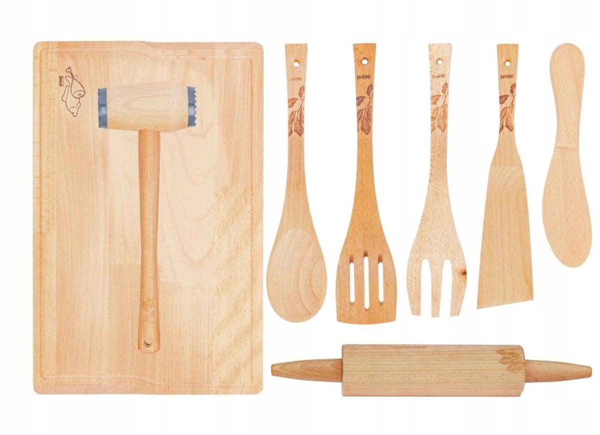 Houten Keukengerei Set - 8 Delig - Praktisch en Stijlvol