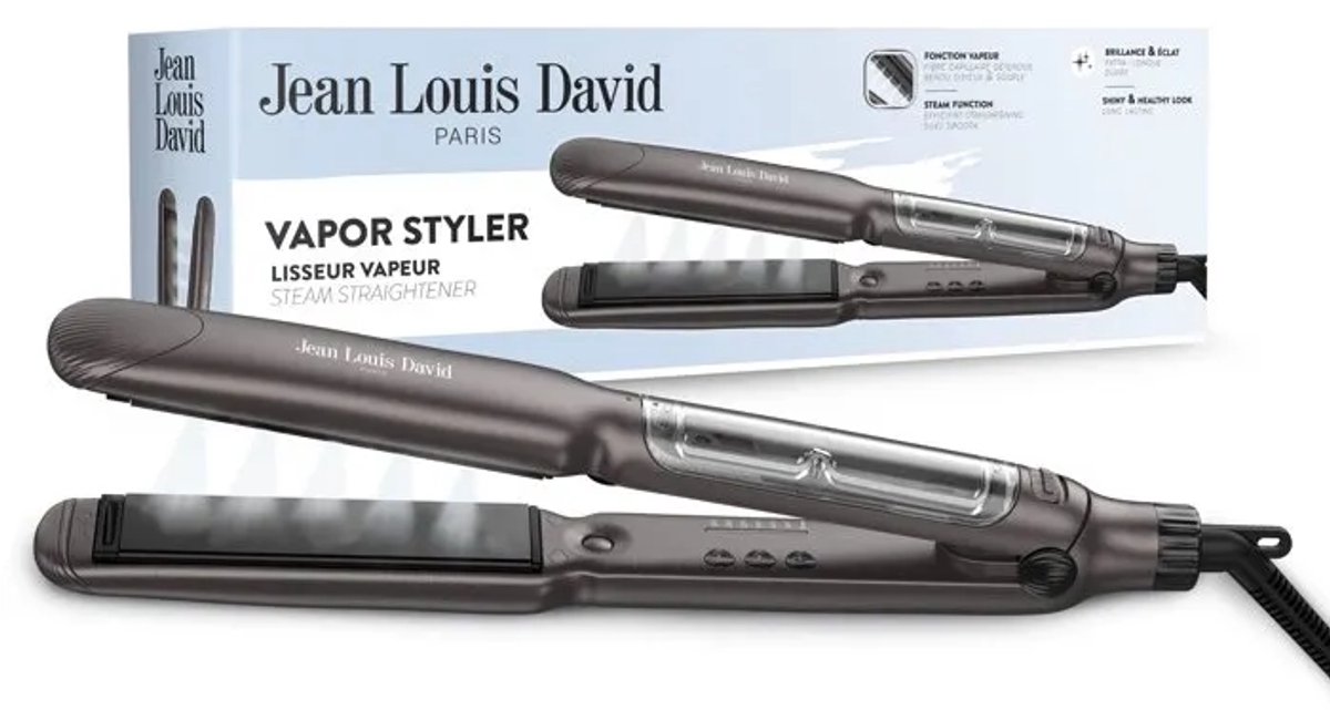 Stoomstijltang - JEAN LOUIS DAVID - Vapor Styler - 6 temperatuurinstellingen - Grijs