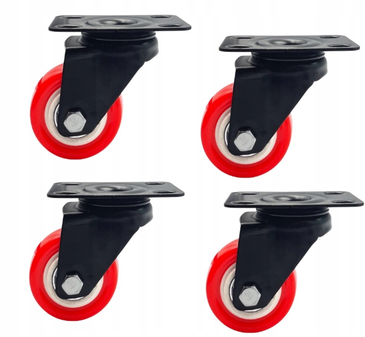 4x Zwenkwielen 50mm/40kg voor Werkplaatsmeubilair - PVC