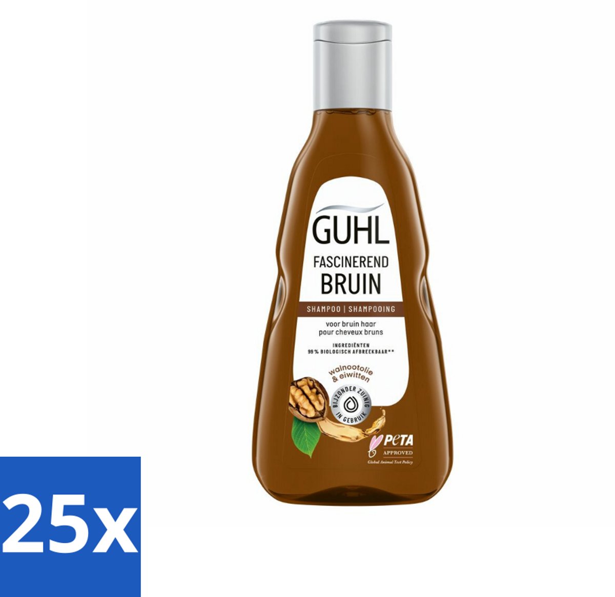 25 x Guhl - Shampoo - Colorshine Bruin - 250 ml - Bruin Haar Shampoo - Kleurverdieping Haar - Glans Haar - Gekleurd Haar Verzorgen - Kukui-nootolie Shampoo