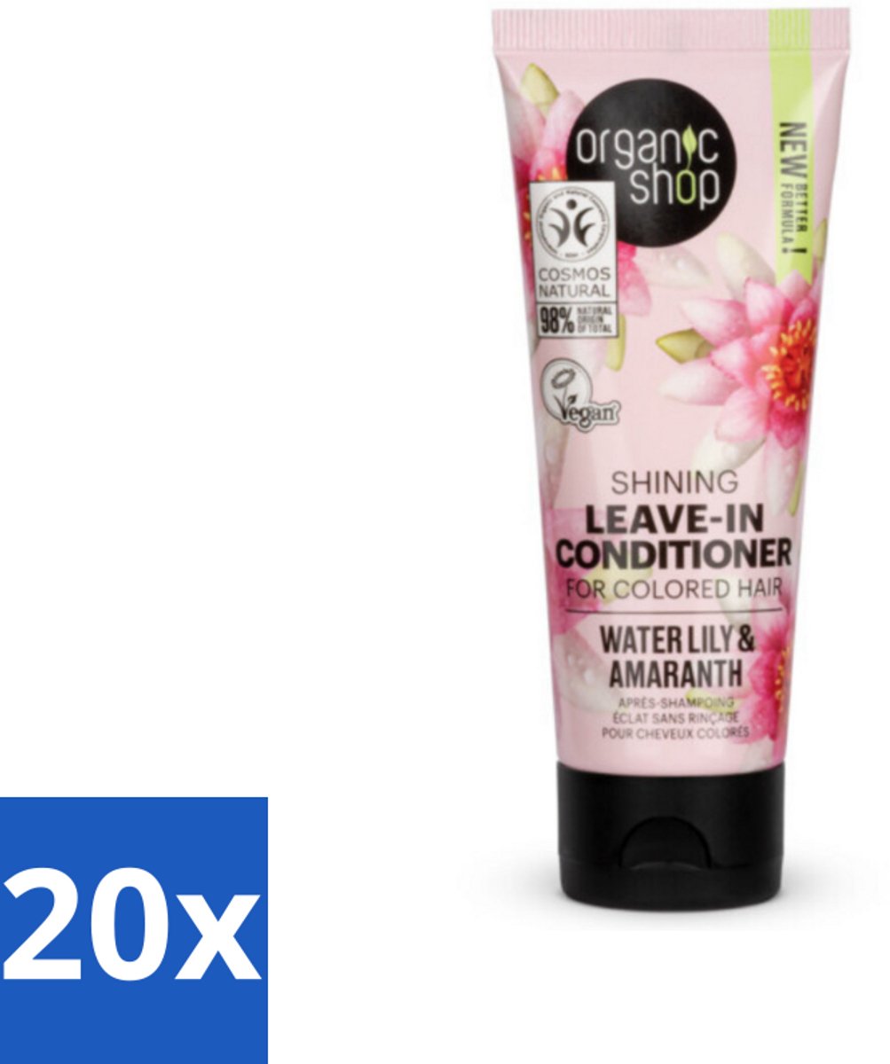 20 x Organic Shop - Shining Leave-In Conditioner Water Lily & Amaranth - 75 ml - Voordeelverpakking - 20 stuks