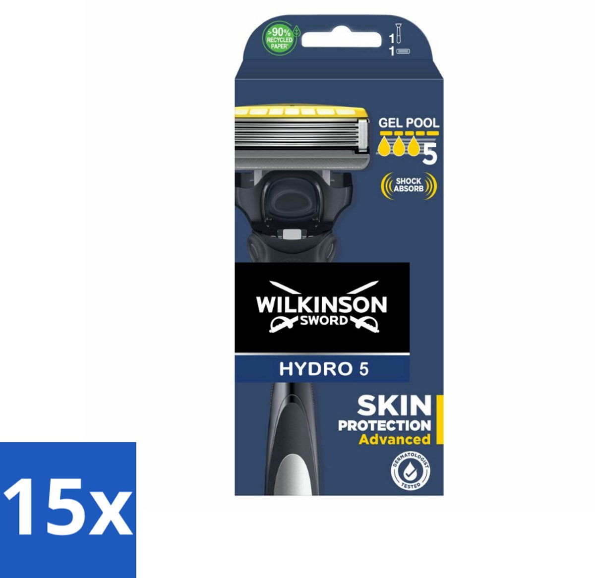15 x Wilkinson Sword - Navulmesjes - Hydro 5 Skin Protection Advanced - Beschermend - 1 mesje - Scheermes - Scheren - Scherpen - Huidbescherming - Scherpen Met Menthol