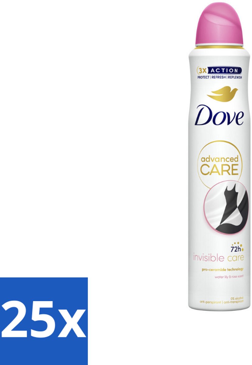 25 x Dove Deodorant Spray - Invisible Care - 200 ml - Dove Deodorant Spray - Anti-transpirant - Zweetbehandeling - Frisheid - Geur