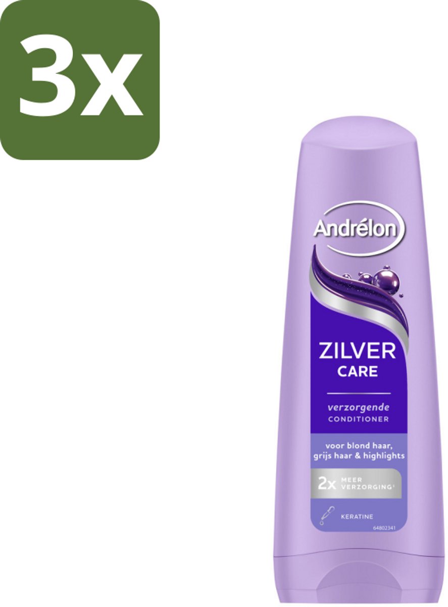 3 x Andrélon – Conditioner – Zilver Care – 200 ml - Zilver Care Conditioner - Keratine Conditioner - Blond Haar Conditioner - Grijs Haar Conditioner - Gehighlight Haar Conditioner