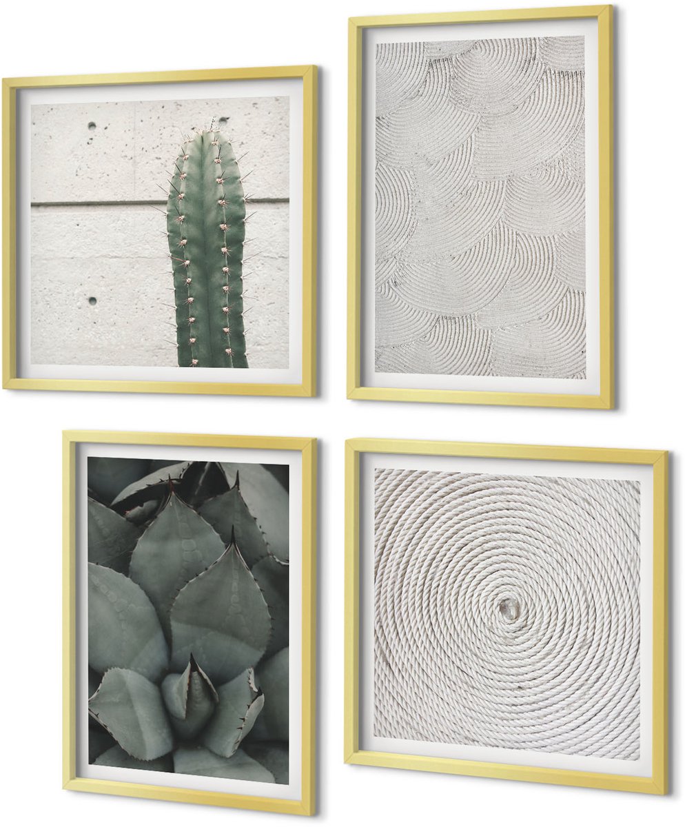 Coloray 4-Delige Schilderij Set - Zomerse texturen van dichtbij in een tropisch klimaat - 40 x 40 cm en 40 x 60 cm - Wanddecoratie - Woonkamer Decoratie