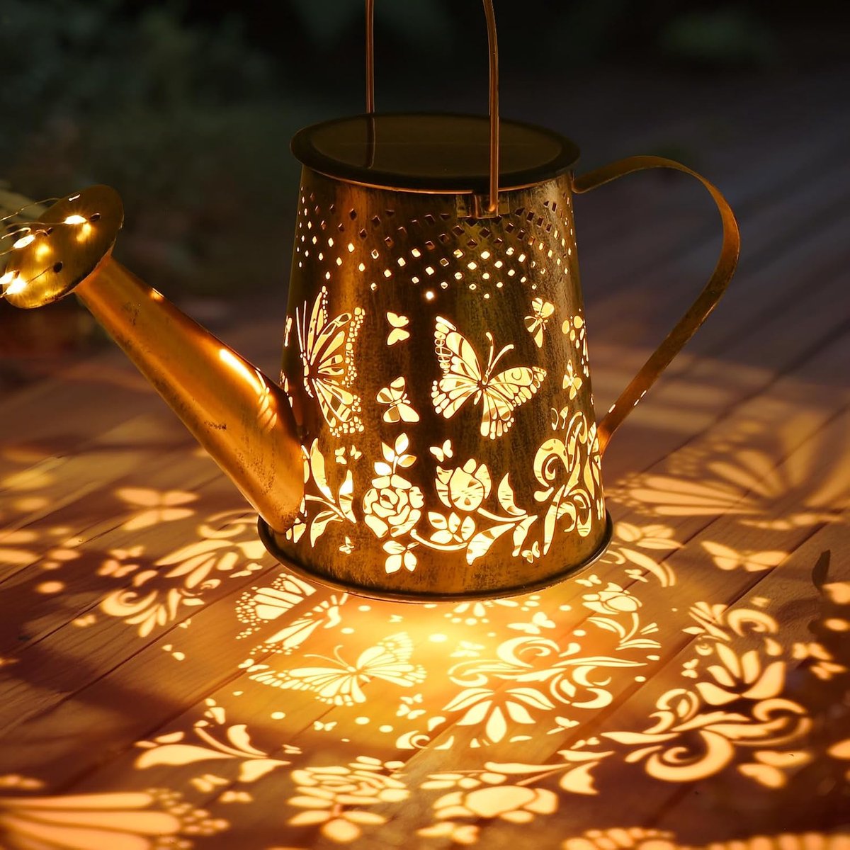 GuKKK Solar Watering Can with Fairy Lights, LED Outdoor Solar Light, IP65 with Hook, Garden Lights Imitate Watering - ShopVlot