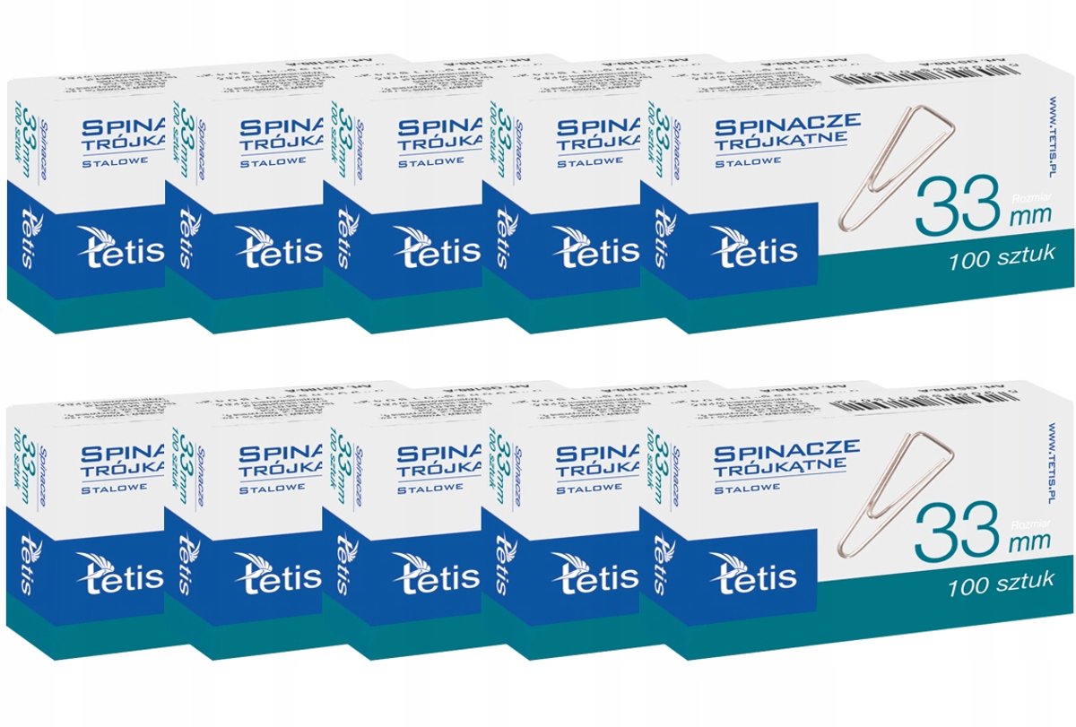 Tetis Driehoekige Kantoorklemmen 33mm - 1000 Stuks