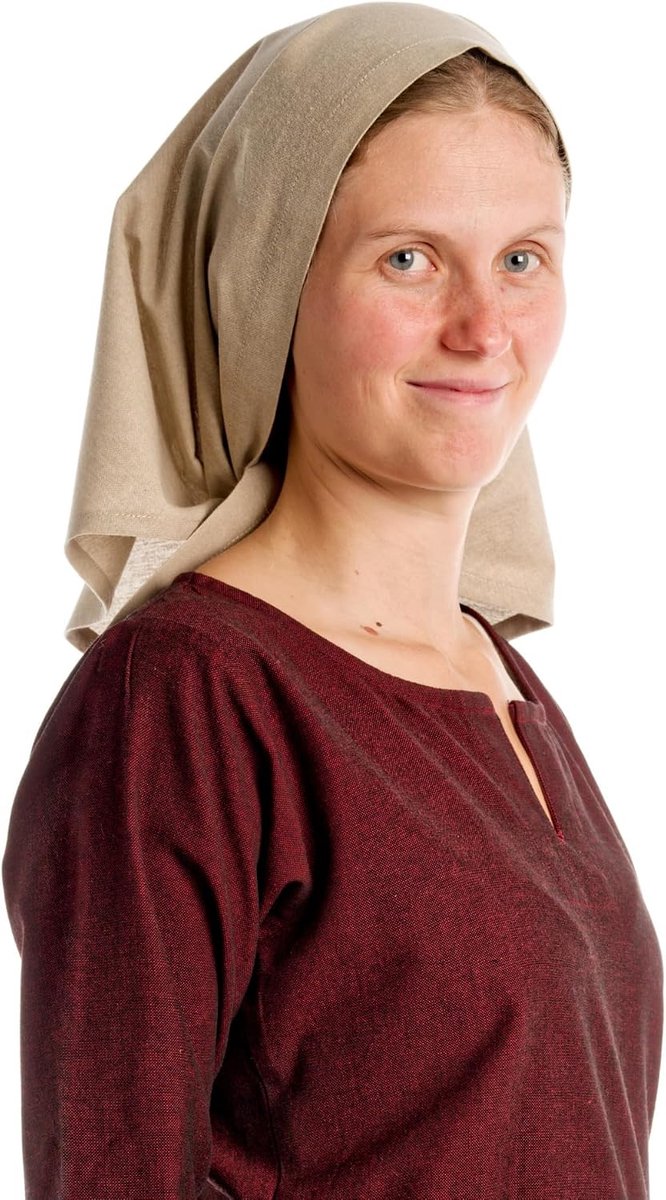 Medieval women's headscarf 100% cotton model: Laudamie, hemp colors - ShopVlot
