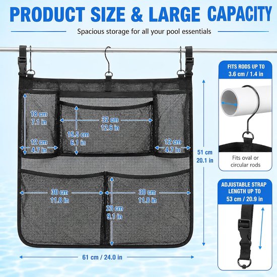 Pool toy storage bag, pool storage bag, pool storage basket, pool organizer pool, storage bag for games, beach - ShopVlot — afbeelding 2