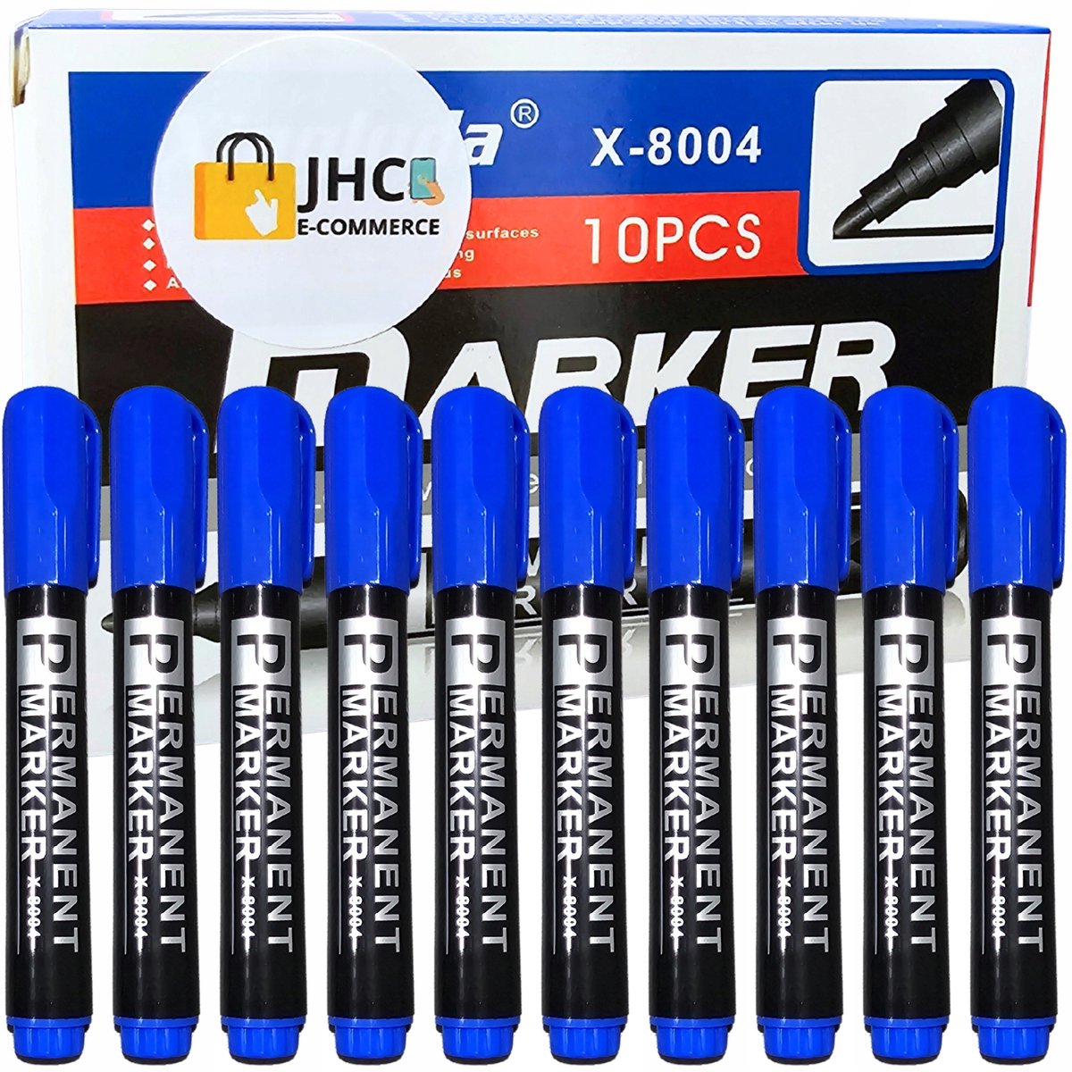 Blauwe Permanent Markers Set - 10 stuks - Waterdicht en duurzaam