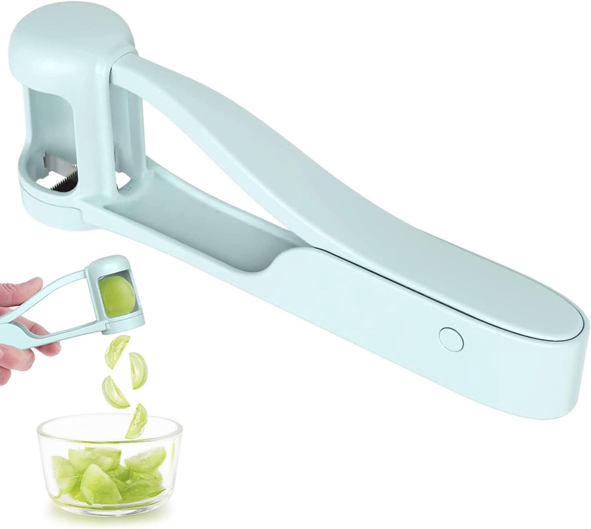 1 stuk - druivensnijder - snijbare druiven, cherry tomaten, aardbeien - een kwart slicer - geschikt voor groente en fruit salade, taart decoratie, roestvrij staal keuken gadget fruitsnijder - blauw