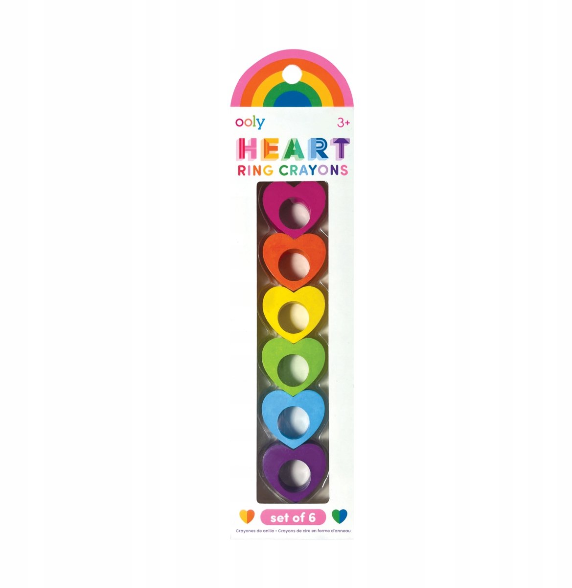 Ooly - Heart Ring Crayons - 6 Draagbare krijtjes - Gekleurde ring vorm