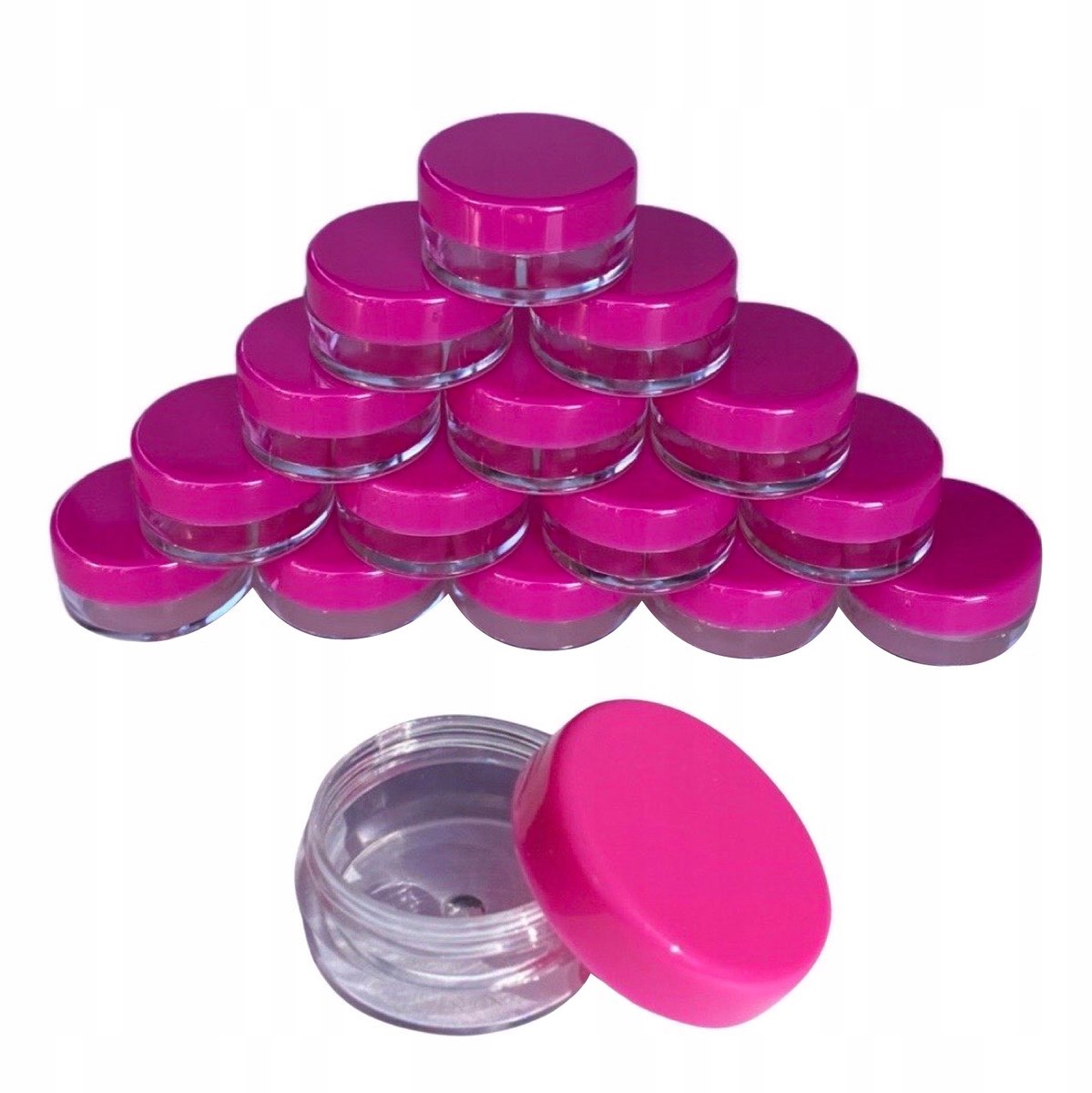 50x Potjes 5ml voor Nail Art - Acryl - Transparant/Roze