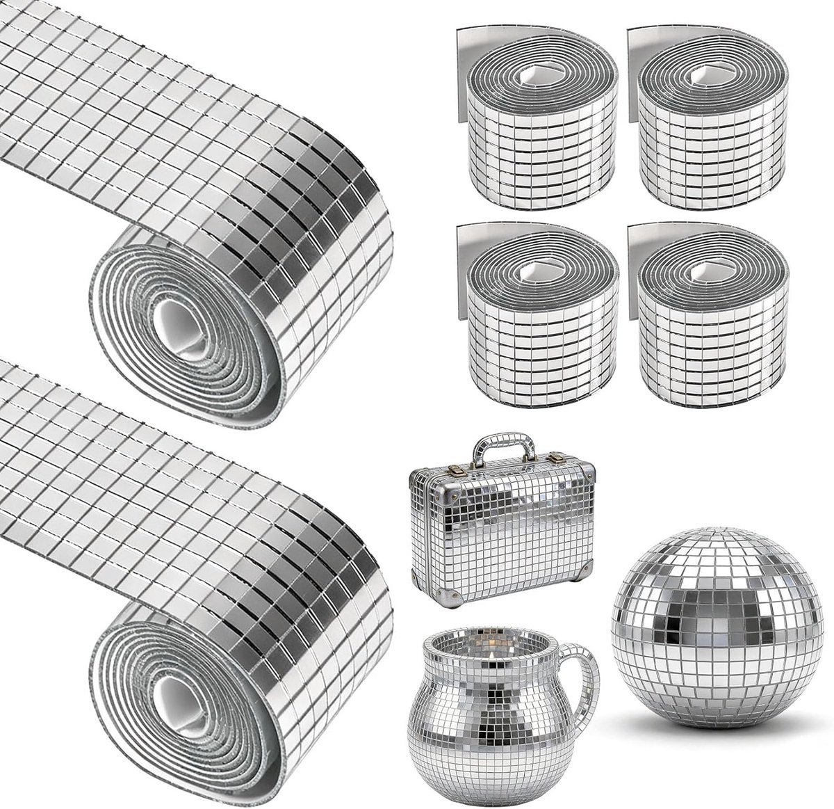 9600 stuks spiegelmozaïektegels, discobal, spiegel, mozaïek, zelfklevend, mozaïek, spiegeltegels, stickers, glas voor - ShopVlot