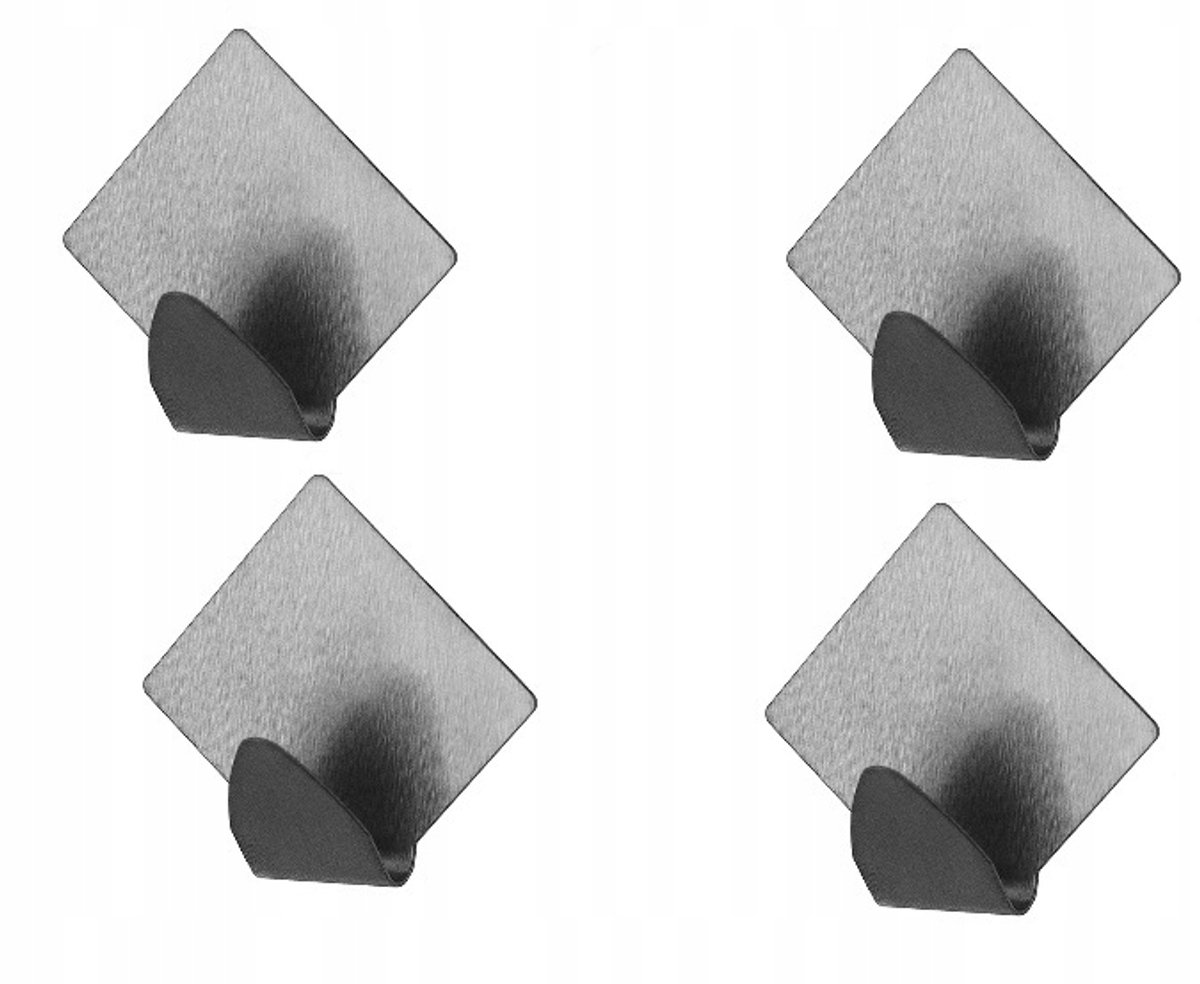 Bisk Trendy Karo Zelfklevende Haakjes - 4 Stuks - Chroom