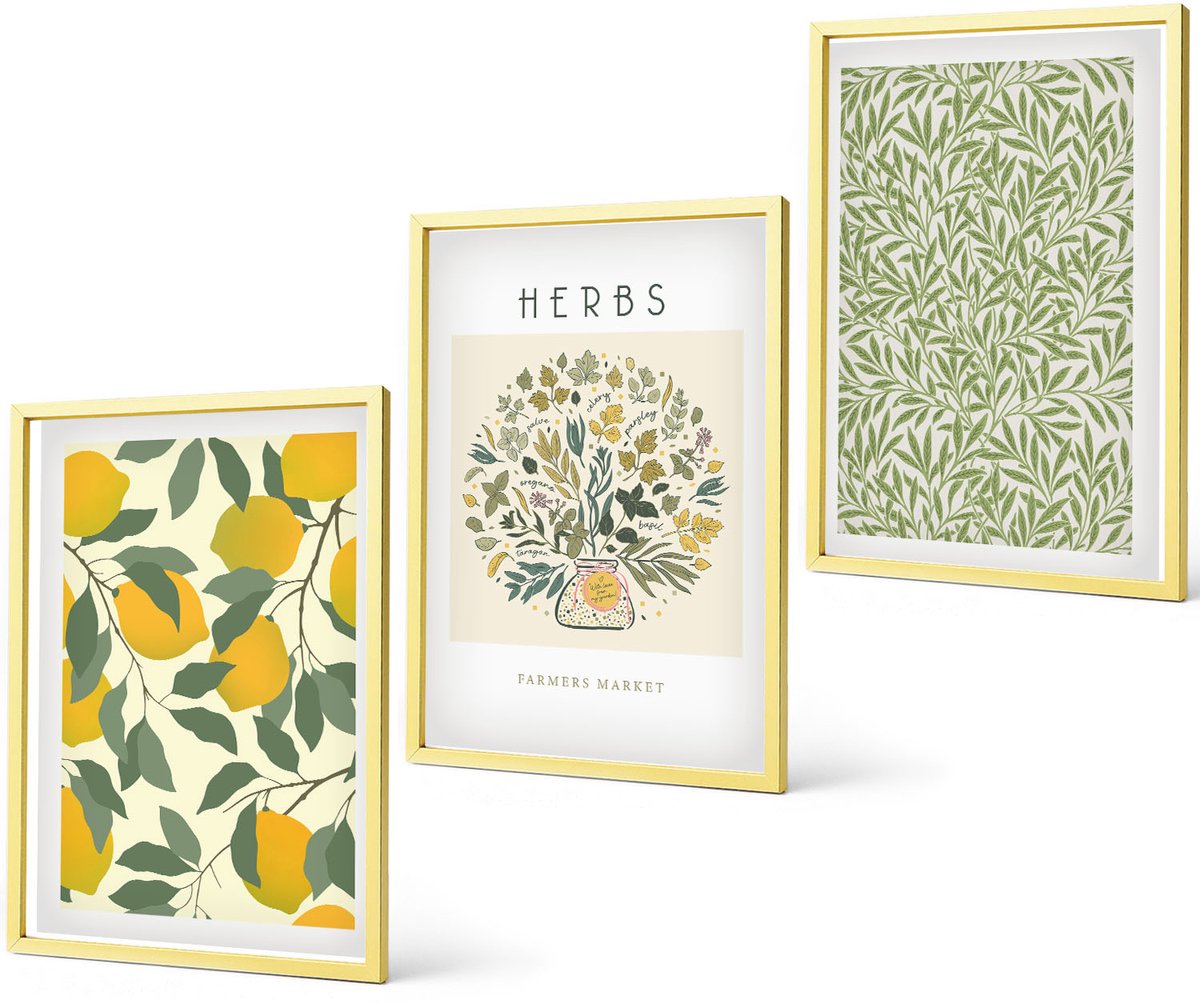 Coloray 3-Delige Schilderij Set - Verfijnde Natuurlijke Texturen In Boho-Stijl - 40 x 60 cm - Wanddecoratie - Muurdecoratie - Moderne Interieurdecoratie