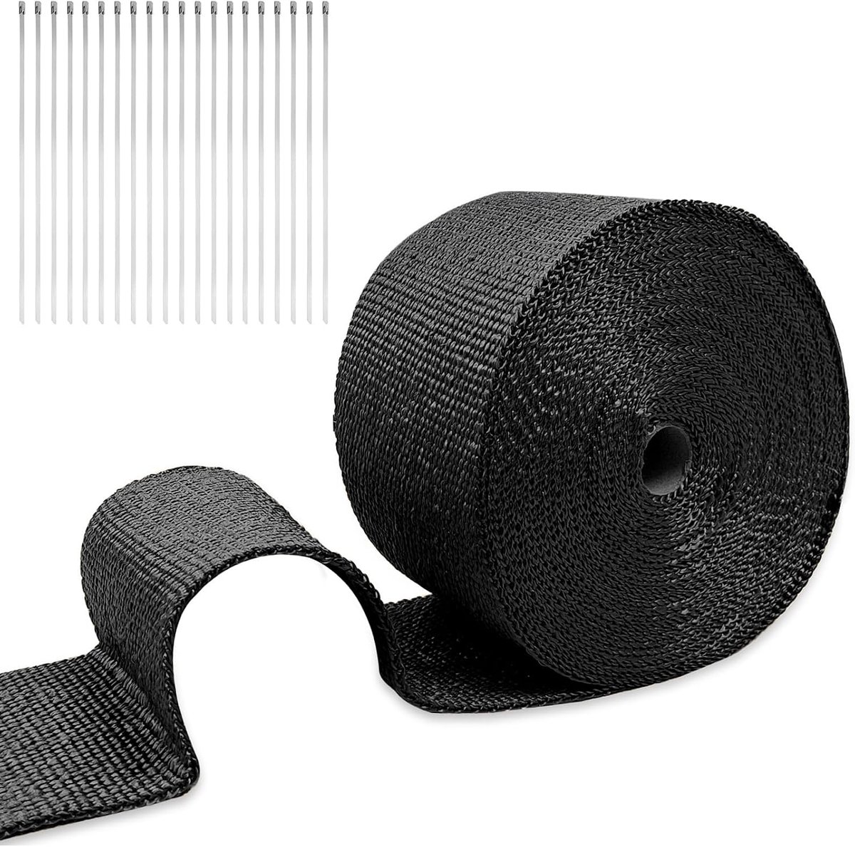 Hittebeschermingsband voor uitlaat, 20 m x 5 cm, zwart, titanium, isolatietape van basaltvezel, gouden uitlaatband met - ShopVlot