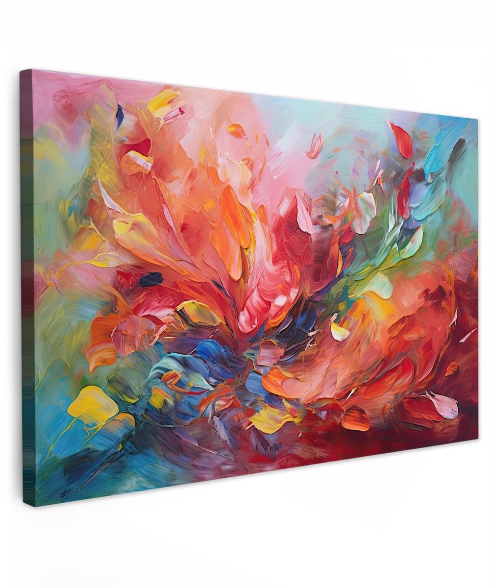 Famanu – Canvas schilderij van 120x80 cm, wanddecoratie voor woonkamer en slaapkamer, kleurrijk, olieverf, abstract kunstwerk