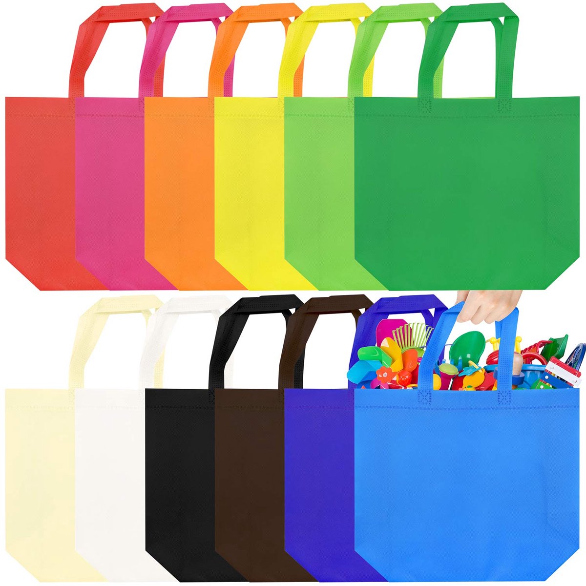 Famanu – Set van 24 geschenkzakjes van vliesstof, herbruikbare boodschappentassen voor verjaardagsfeest, bruiloften en kerst (12 kleuren