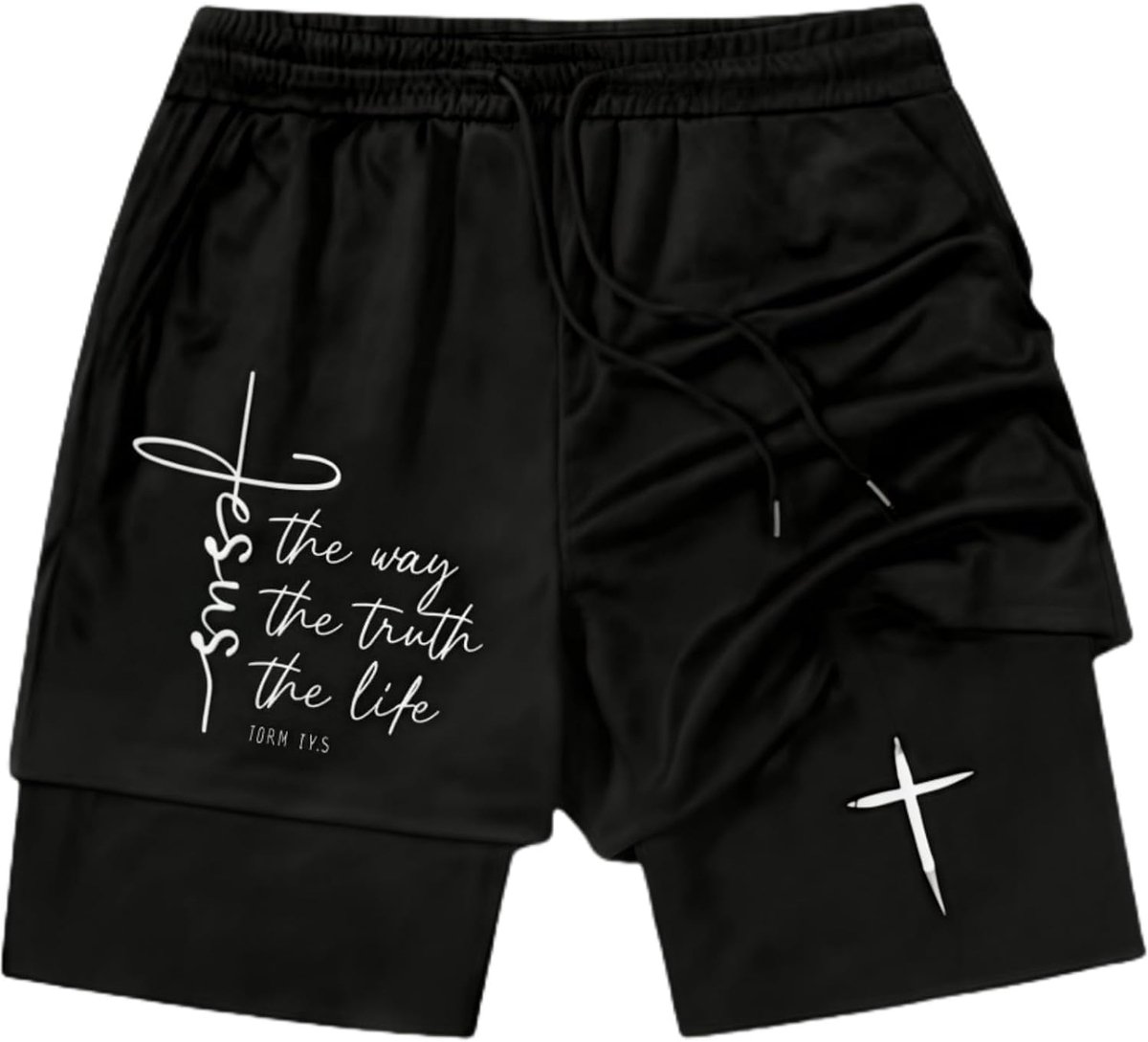 Casual sportshorts voor heren met printdesign, ademend, 2-in-1, voor hardlopen, training, sportschool, comfortabele - ShopVlot