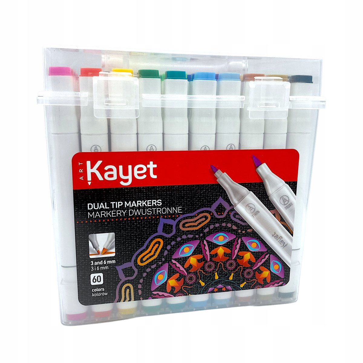 60 Kleuren Dubbelzijdige Markers Set - Penseel & Fijne Punt