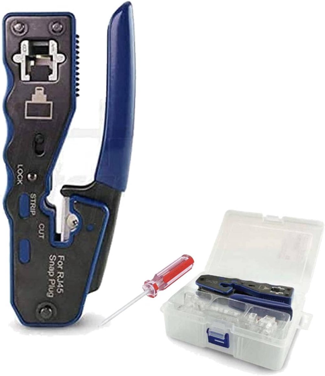 Professional crimping tool made of steel for RJ45 Ethernet Lan with loop technology suitable for CAT.5e, CAT.6 and - ShopVlot