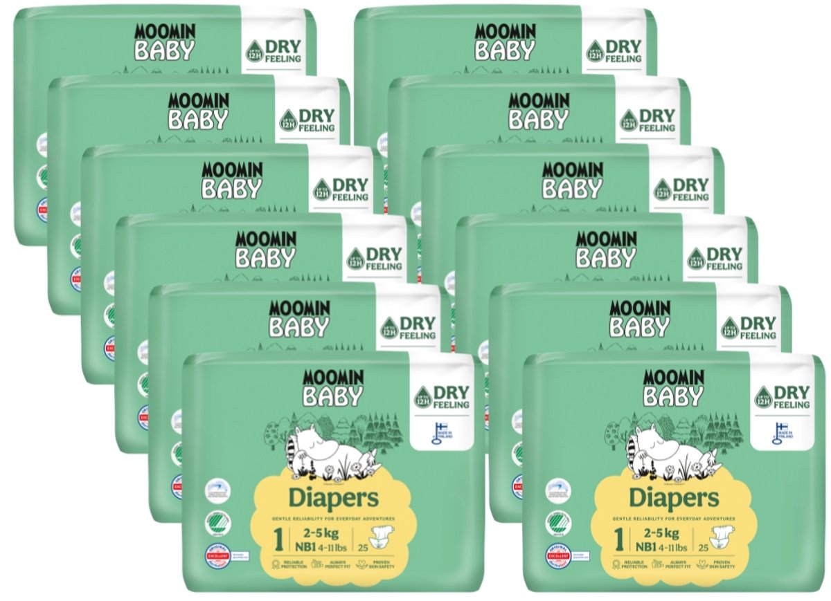 Moomin Baby Eco luiers maat 1 | 300 stuks