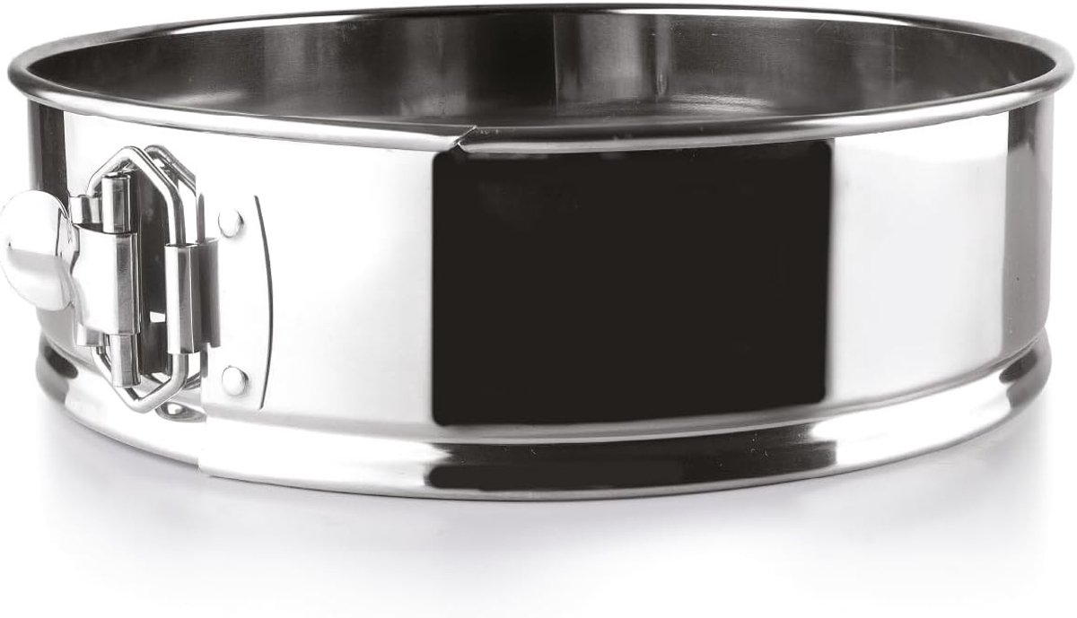Sloffenring bakvorm - Zilver - 23 cm - Roestvrijstalen Veervormige Bakvorm met Losse Onderkant