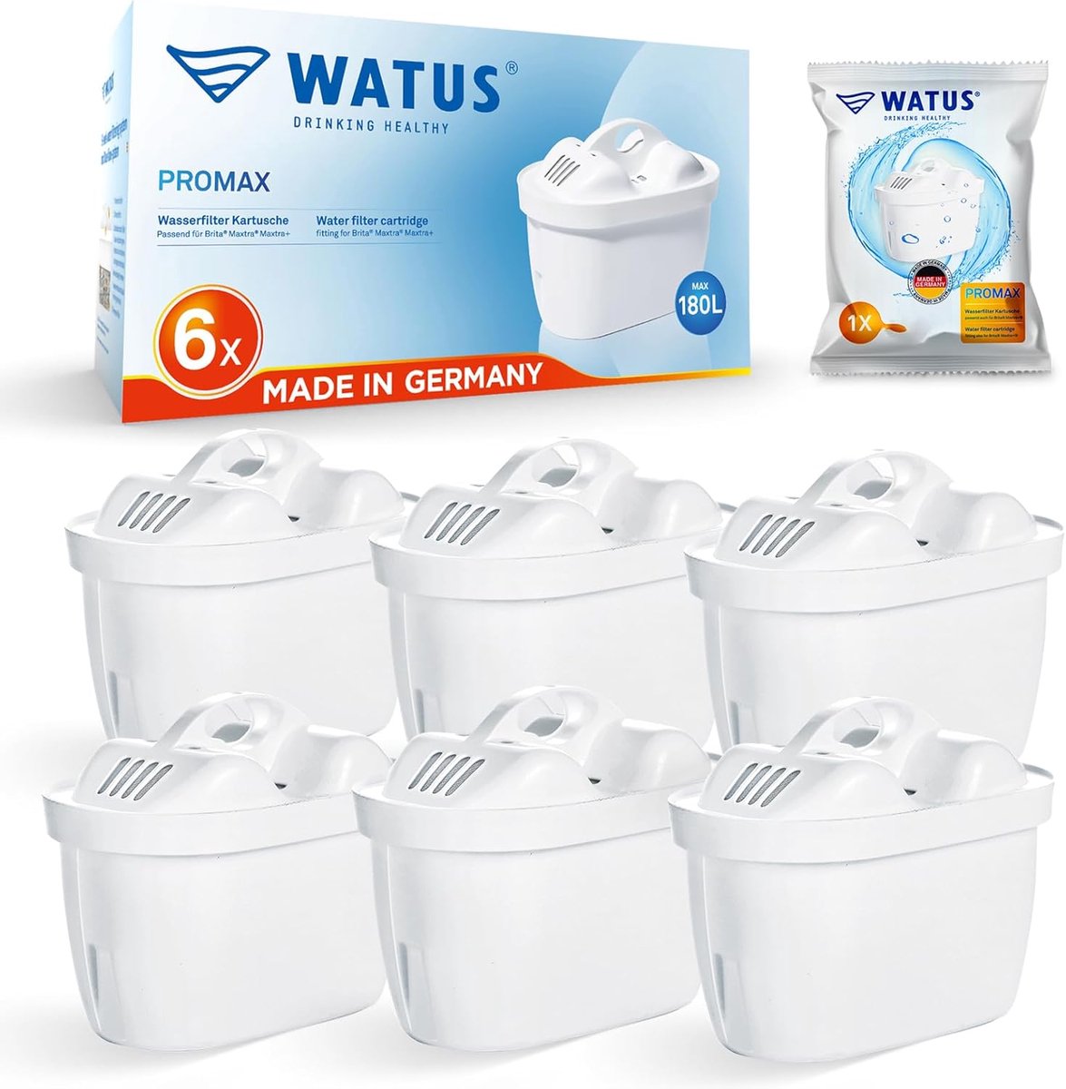 6x Waterfilter Patronen Compatibel met BRITA Maxtra+, BPA-Vrij