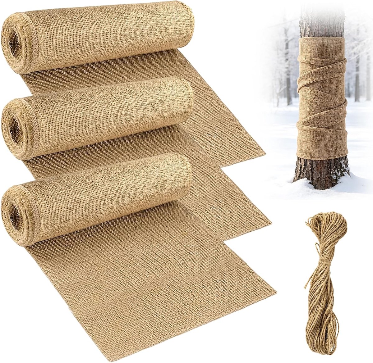 3 rollen plantenbeschermingsrollen van jute voor de winter, 3 m x 25,5 cm - ShopVlot