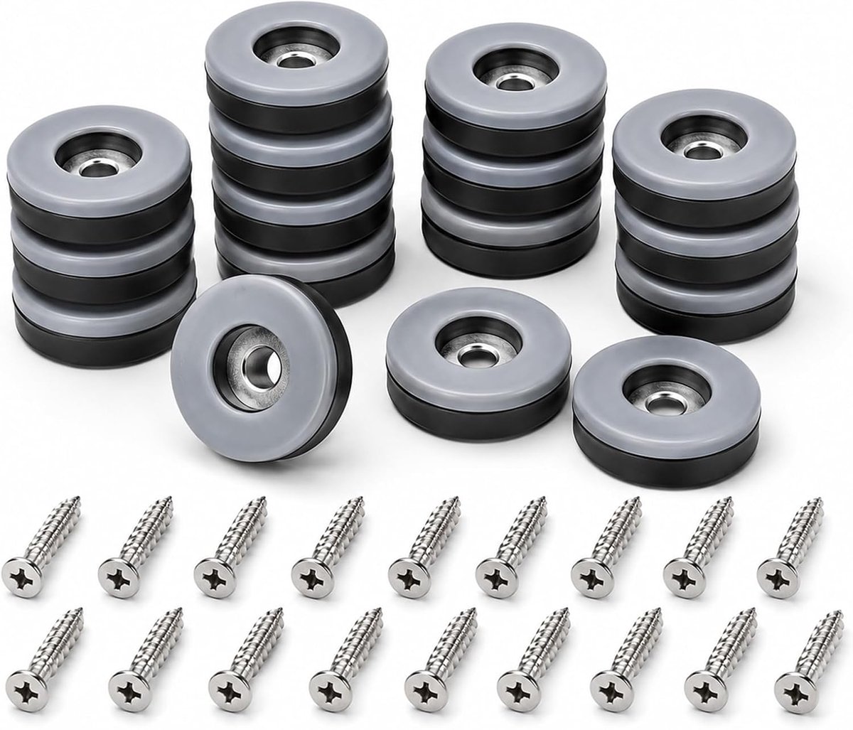 36 stuks ronde PTFE meubelglijders schroefbaar 25 mm met schroeven - ShopVlot