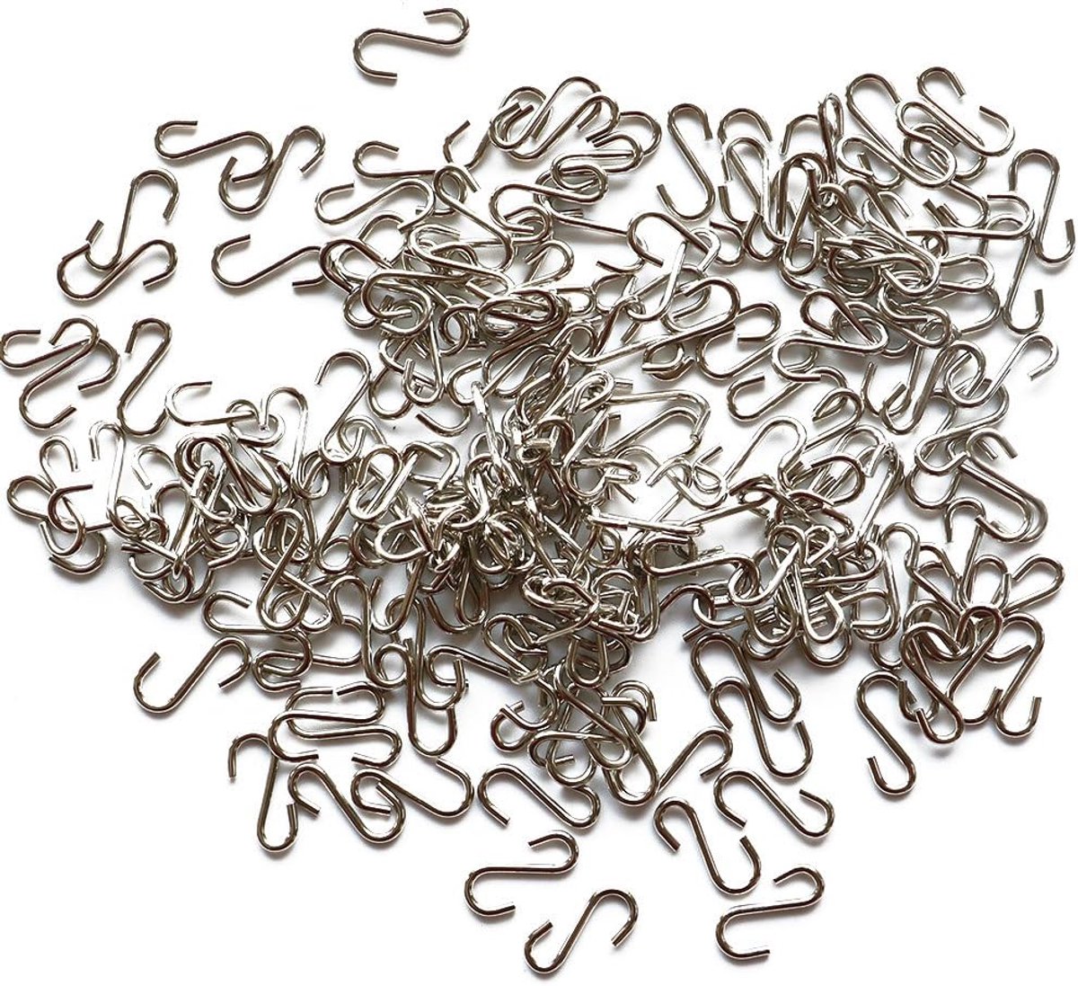 100 Pcs Mini Silvery S Hooks Connectors S-Shaped Wire Hook with Storage for DIY Crafts, Hanging Jewelry, Key Chains - ShopVlot