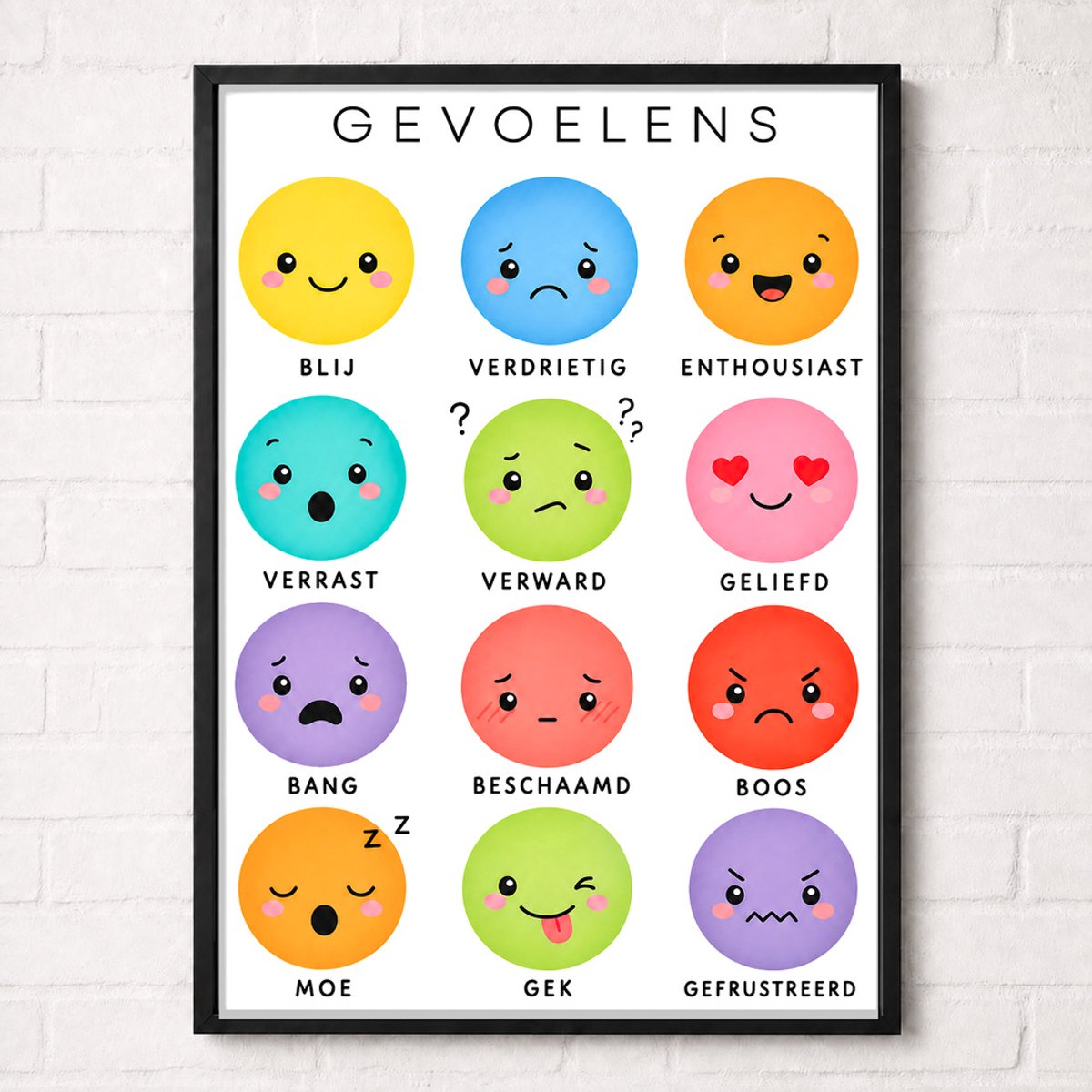 Gevoelens Educatieve Poster voor Kinderen - Leren - groep 1 t/m 6 (4-10 jaar) - A1+ 61 x 91,5 cm