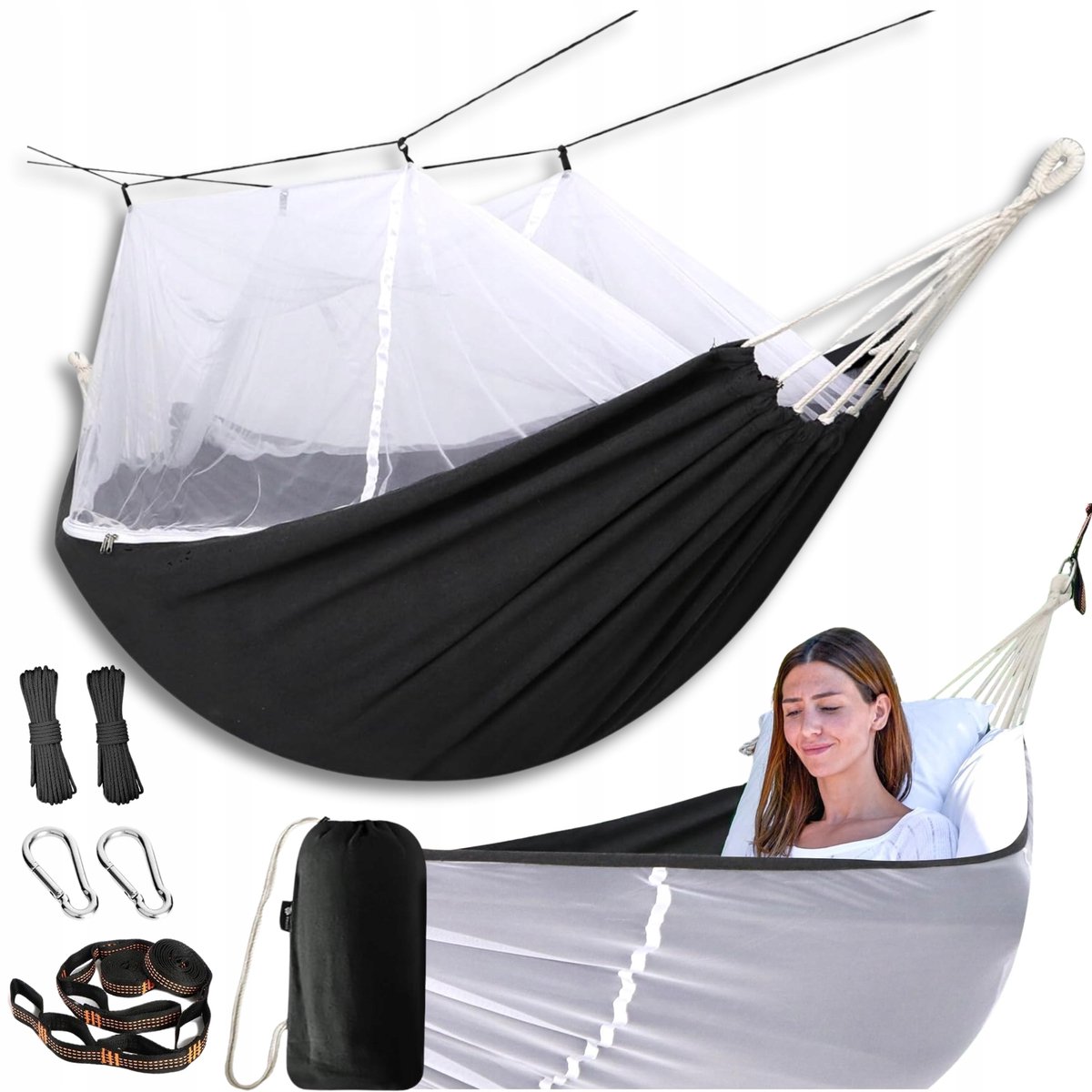 Merkloos Kampeerhammock met Muskietennet - 270x150 cm, 200kg