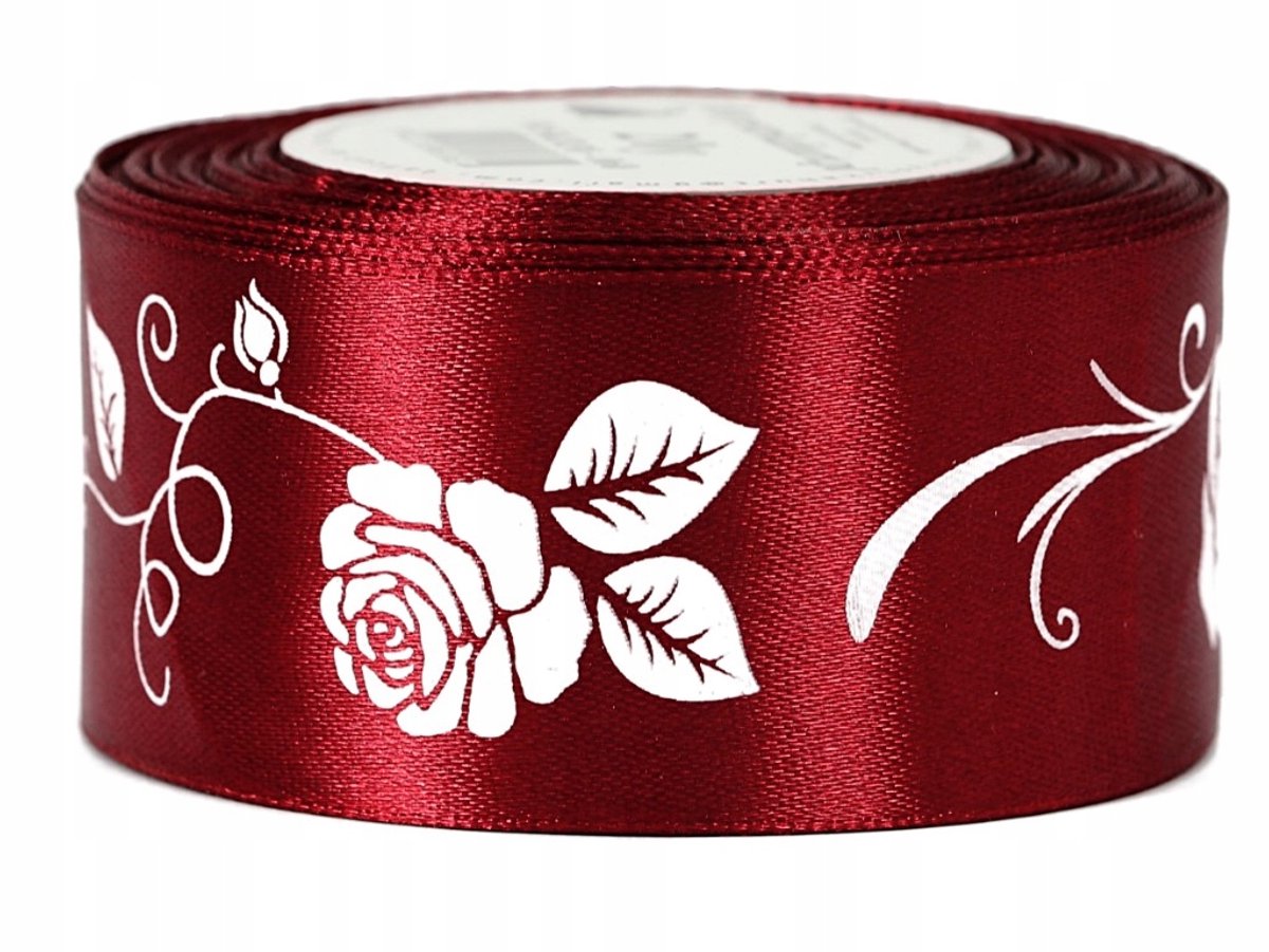 Satijnen Lint Rozenpatroon - 38mm Breed, 18m Lang - 8 Kleuren
