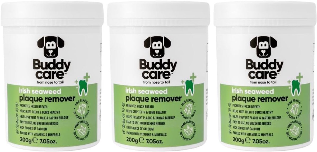 Buddycare Dog Plaque Remover (200gx3) Irish Seaweed Powder Teeth Plaque Remover for Dogs and Cats, Tartar and Bad - ShopVlot