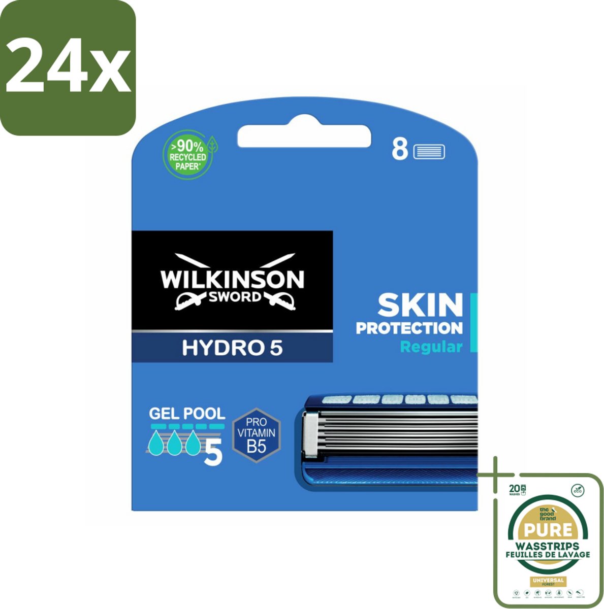 Wilkinson Sword - Navulmesjes - Hydro 5 Skin Protection - Beschermend - 8 mesjes - Voordeelverpakking - 24 stuks - Huidbescherming - Scheermes