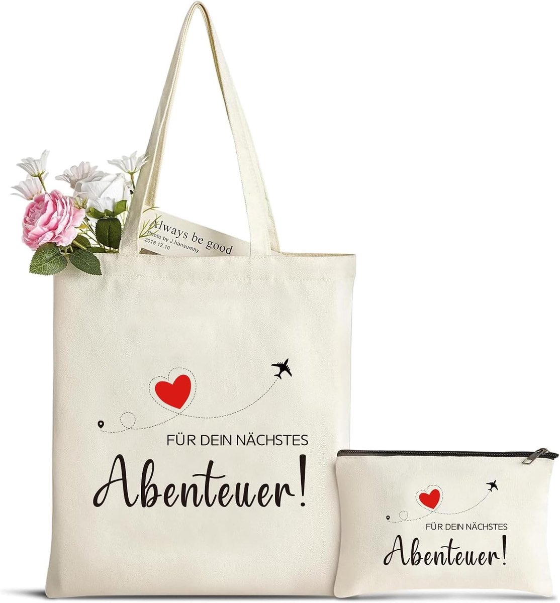 Canvas Draagtas - Beige - - Katoenen Reis- en Make-uptas - Voor Vrouwen