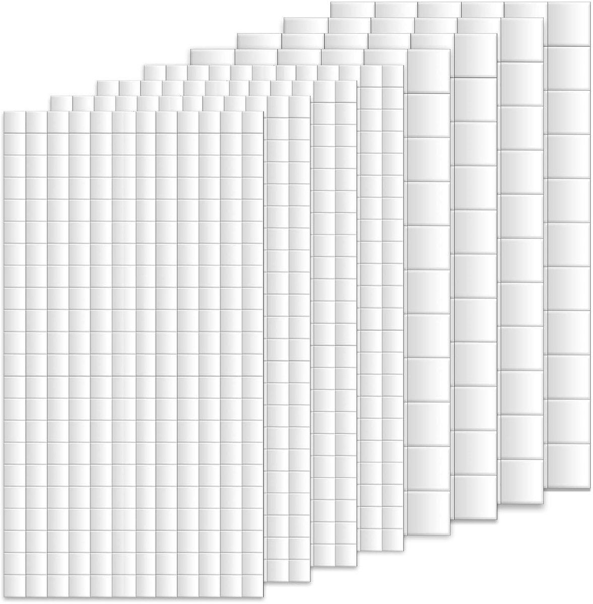 Dubbelzijdige Zelfklevende Pads - Wit - 6 x 6 mm en 12 x 12 mm - PE-schuim - Voor Knutselen