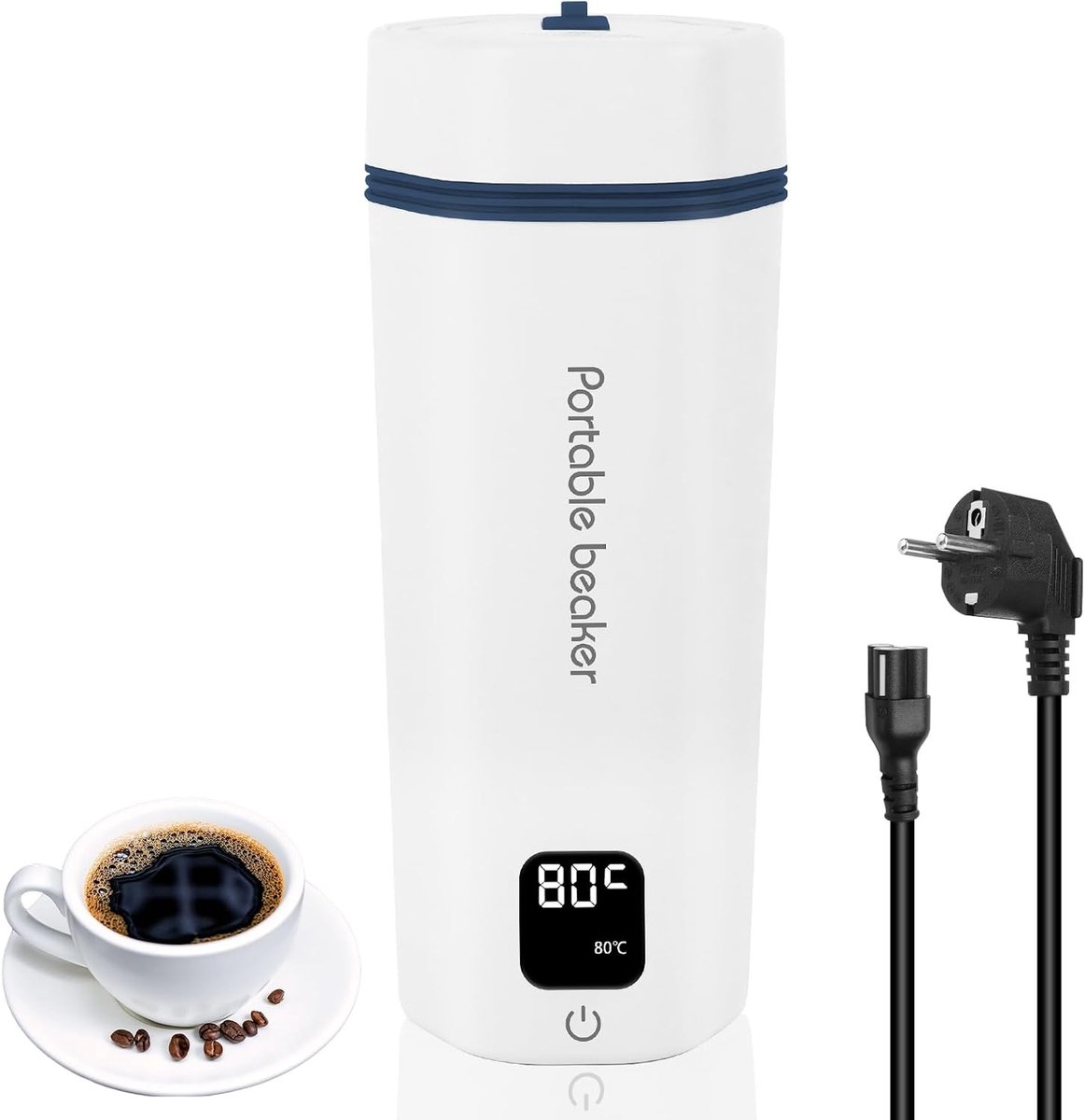 Reiswaterkoker - Wit - 450 ml - Elektrische Waterkoker met 6 Temperatuurinstellingen - Voor Thuis en Op Reis