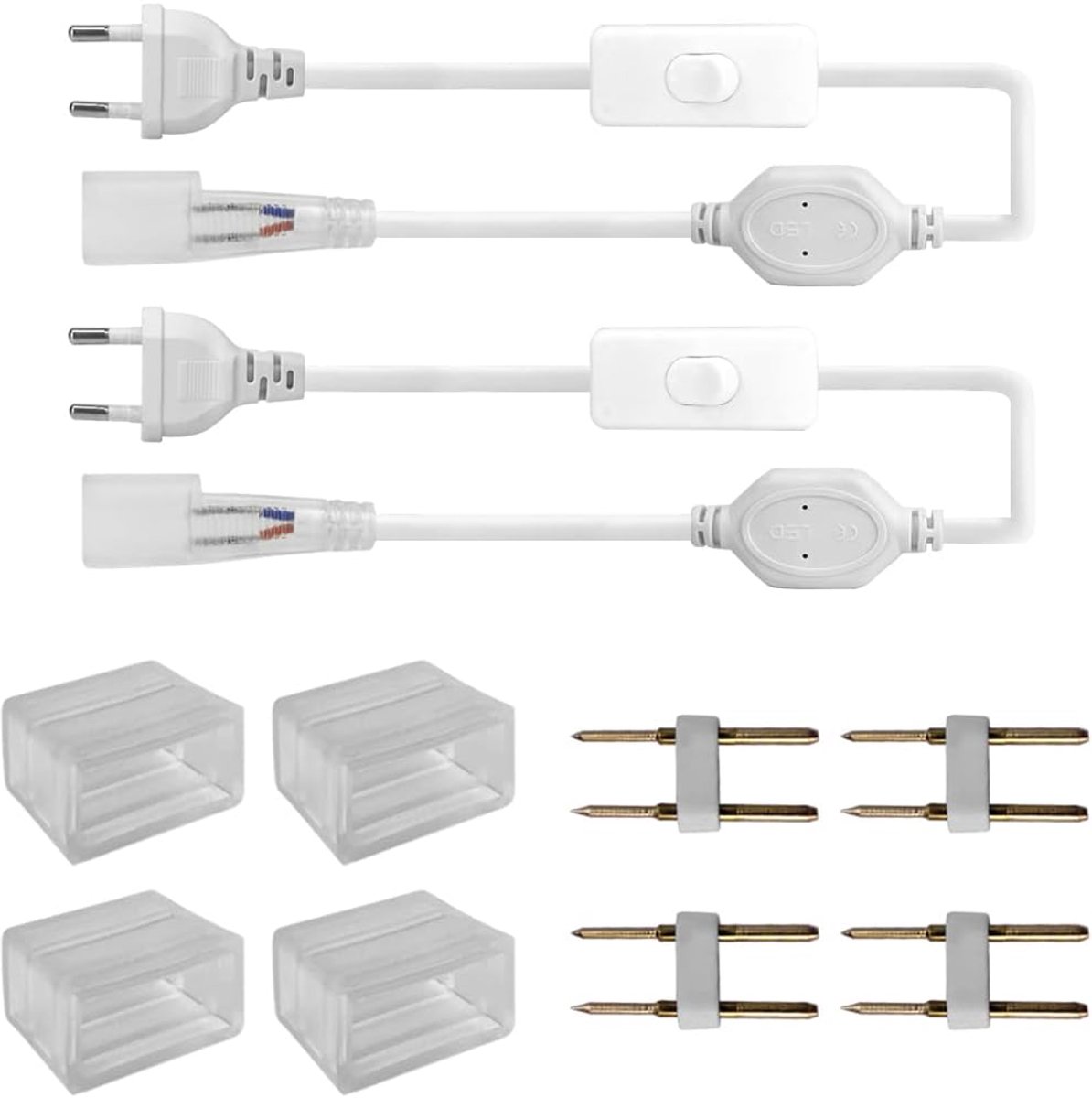 BAGZY 1.5m/59-inch 2-piece LED mains cable, for connectable LED neon strips, includes 4-piece end cover and pin kit - ShopVlot