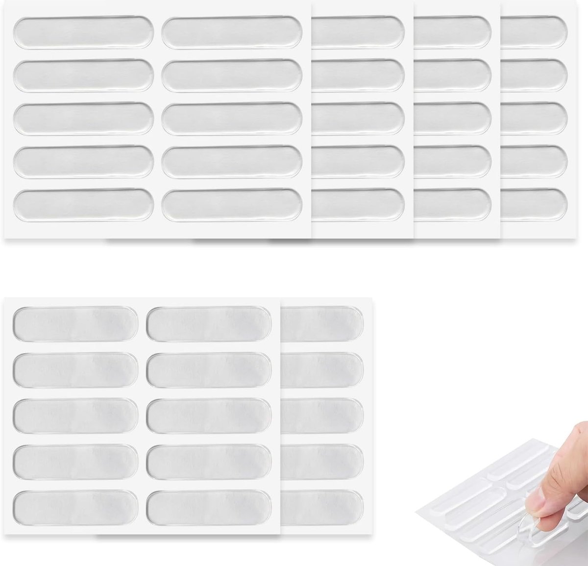 60 transparante anti-botsingsstickers, 2 maten, 35 x 10 x 2 mm en 63 x 10 x 2 mm, beschermrubbers voor deuren - ShopVlot