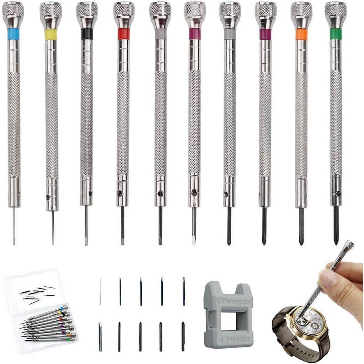 GELLDG 21 Stuks Schroevendraaiersetten - Precisie Schroevendraaier Set - 8,8x0,8cm - Antislip & Slijtvast - Geschikt voor Horloges Brillen en Elektronica - Gemaakt van IJzer