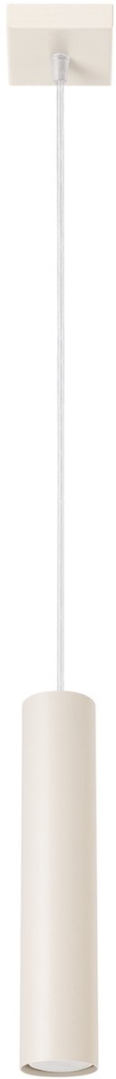 Hanglamp LAGOS 1 met slanke cilindrische kap - Sollux Lighting - IP20 - Beige staal behuizing - 8 x 8 x 118 cm - 1 x GU10 LED, exclusief lichtbron - Max. 10 W - Industriële hanglamp voor gang, hal en woonkamer