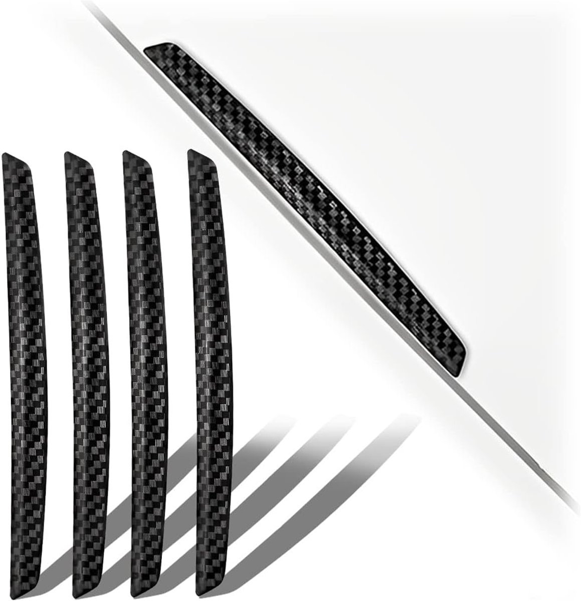 Autodeurbeschermstrip - Koolstofvezel Autodeurrandbeschermers - Geschik autodeurrandbeschermers - Duurzame krasbestendige beschermers - Universele - Voor Deuren en Achteruitkijkspiegels, Eenvoudig te Monteren - 4 stuks - 11.5×1 cm